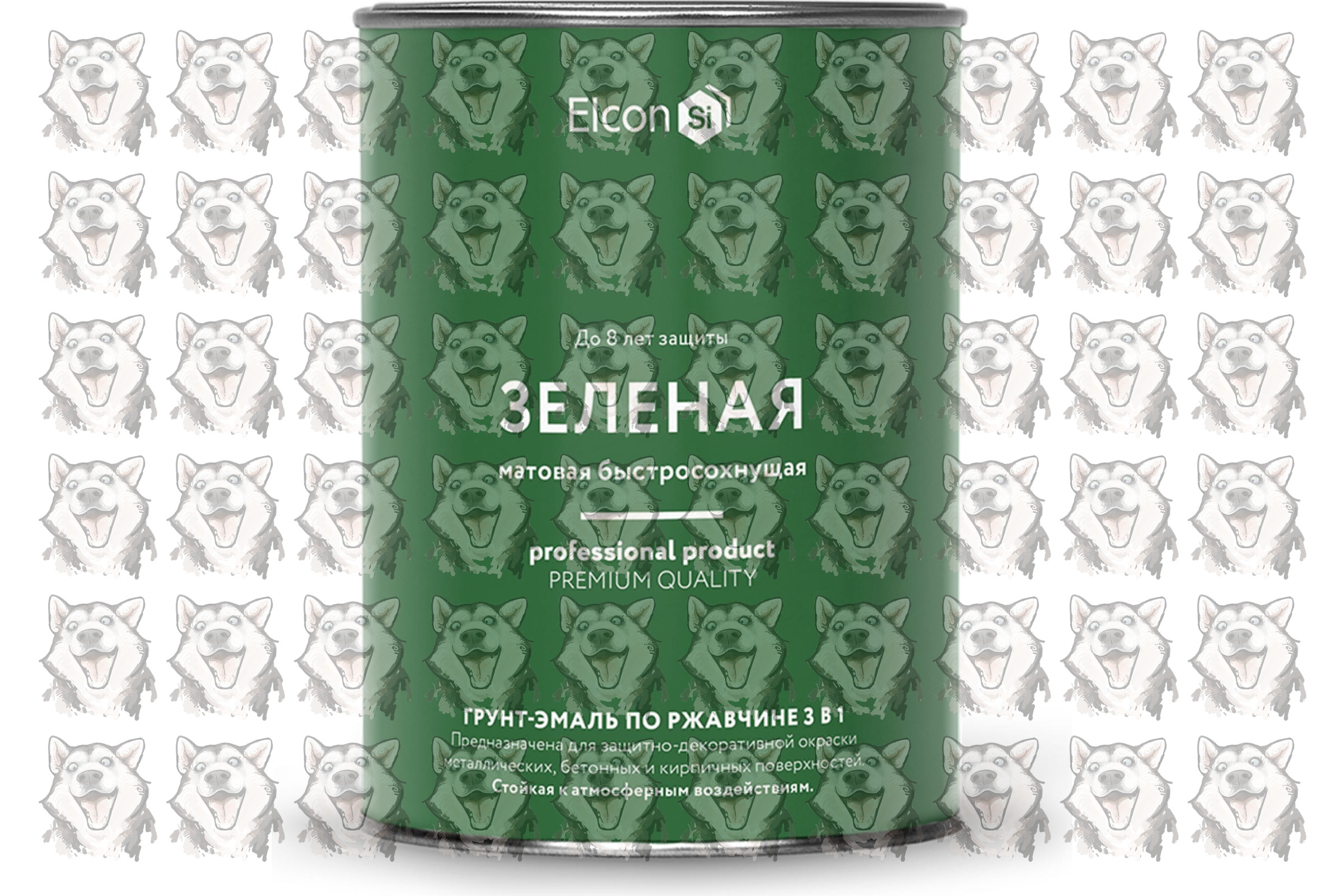 Грунт-эмаль по ржавчине Elcon 3 в 1 матовое покрытие зеленый 0.8 кг ...