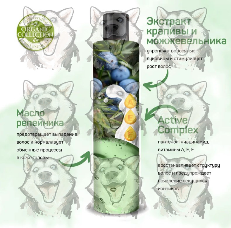 Шампунь для волос Organic Collection Nordic Beauty Укрепление и рост ...