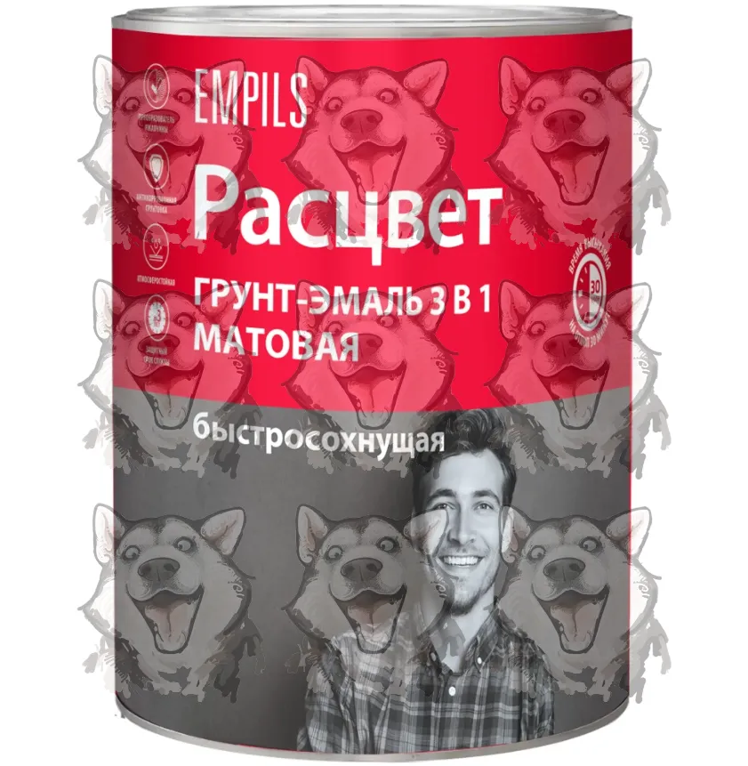 Грунт-эмаль по ржавчине Расцвет 3в1 быстросохнующая зеленая матовая 0.9 ...