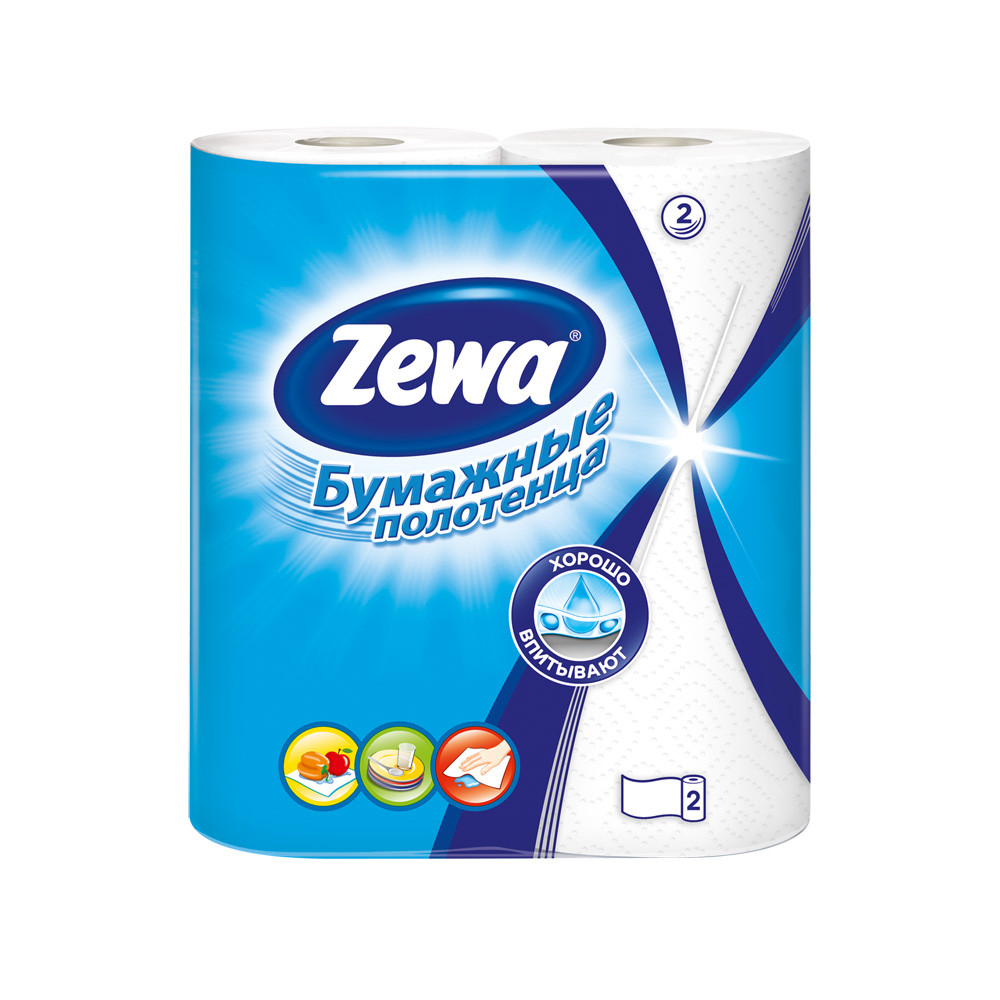 Полотенце бумажное Zewa Белое 2-х слойное 2 рулона. Купить в интернет ...