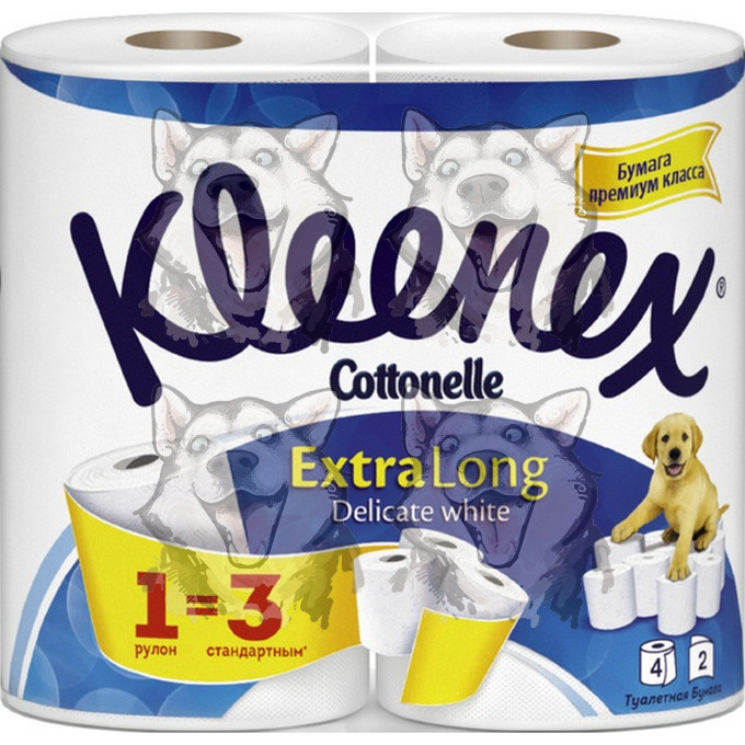 Туалетная бумага Kleenex Cottonelle Extra Long 2-х слойная 4 рулона ...