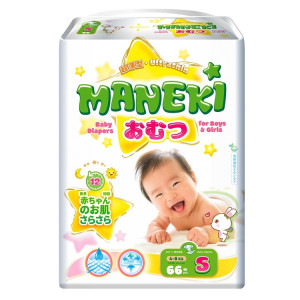 Подгузники Maneki ультратонкие S 4-8 кг 66 шт