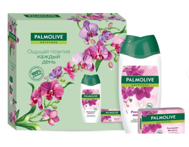 Подарочный набор Palmolive Роскошная мягкость Гель-крем для душа Черная Орхидея 250 мл, Мыло туалетное Орхидея 90 гр