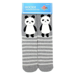 Носки Hobby Line женские махровые Пандочка на сером 36-40 см