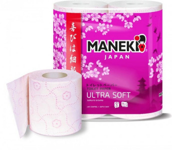 Туалетная бумага Maneki Sakura 3-х слойная 4 рулона