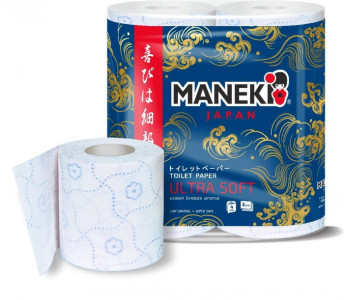 Туалетная бумага Maneki Ocean 3-х слойная 4 рулона