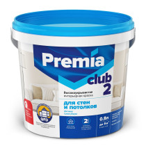 Краска для стен и потолков Premia Club 2 белая база А 0.9 л