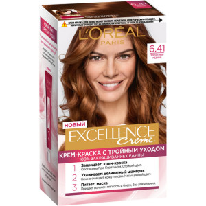 Краска для волос L`Oreal Paris Excellence оттенок 6.41, Элегантный медный - 1