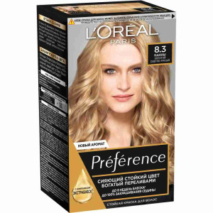 Краска для волос L`Oreal Paris Preference оттенок 8.3, Канны, Золотой Светло-Русый - 1