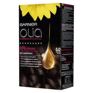 Краска для волос Garnier Olia оттенок 5.0 Светлый шатен, коричневый 112 мл - 1