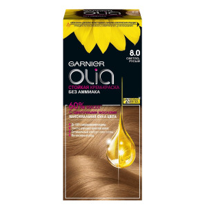 Краска для волос Garnier Olia оттенок 8.0 Светло-русый, светло-коричневый 112 мл - 1