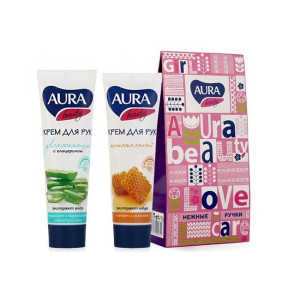 ПН AURA BEAUTY Best Moments (Крем д/рук Экстракт Алоэ75мл+Крем д/рук Экстракт меда 75мл) 1/12