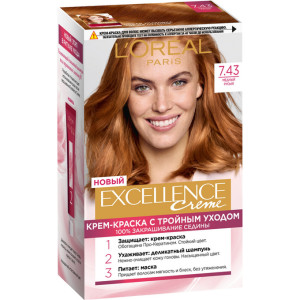 Краска для волос L`Oreal Paris Excellence оттенок 7.43, Медный русый - 1