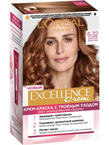 Краска для волос L`Oreal Paris Excellence оттенок 6.32, Золотистый темно-русый - 1