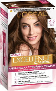Краска для волос L`Oreal Paris Excellence оттенок 4.3, Золотой Каштан - 1