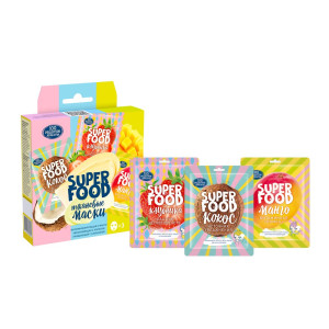 Подарочный набор Сто рецептов красоты Superfood Тканевые маски для лица:очищающая+увлажняющая+витаминизирующая 3x1 шт