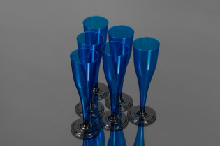 Набор фужеров для шампанского One Time Sinior Banketto синие,одноразовые 6 шт