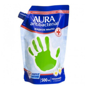 Мыло жидкое Aura Family Антибактериальный эффект Запасной блок 500+500 мл