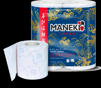Туалетная бумага Maneki Ocean 3-х слойная 1 шт