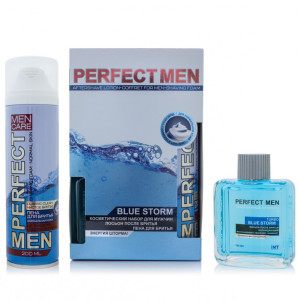 Набор муж.PERFECT MEN Turbo Blue Storm д/норм.кожи (лосьон п/бритья 100мл+пена д/бритья 200мл)