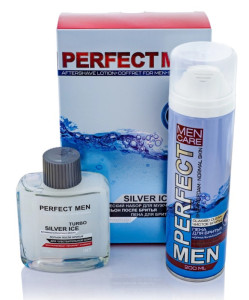 Набор муж.PERFECT MEN Turbo Silver Ice д/чувств.кожи (лосьон п/бритья 100мл+пена д/бритья 200мл)