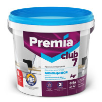 Краска для стен и потолков Premia CLUB 7 моющаяся база А 0.9 л