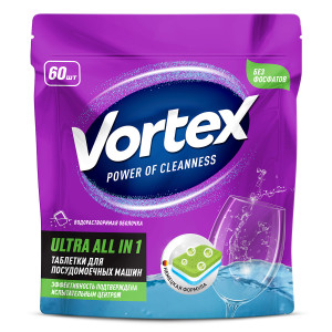 Таблетки для посудомоечных машин Vortex Ultra All in 1 60 шт