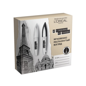 Подарочный набор L`Oreal Paris Тушь для ресниц Взгляд Бэмби эффект накладных ресниц черная + экстрачерная