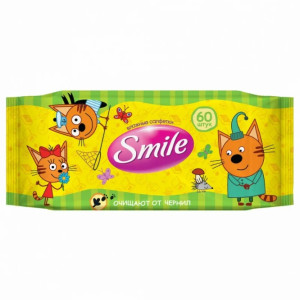 Салфетки влажные Smile Три кота 60 шт