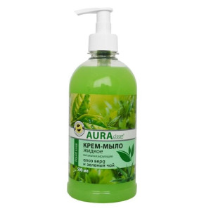 Крем-мыло жидкое Aura clean Алое вера и зеленый чай,витаминизирующее 500 мл