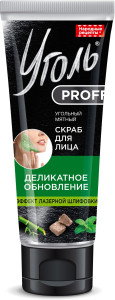 Скраб для лица Уголь Proff Народные рецепты Деликатное обновление мятный 50 мл - 1