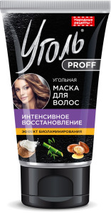Маска для волос Уголь Proff Народные рецепты Интенсивное восстановление 100 мл