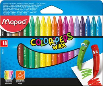 Карандаши восковые Maped Color Peps Wax трехгранные 18 цветов
