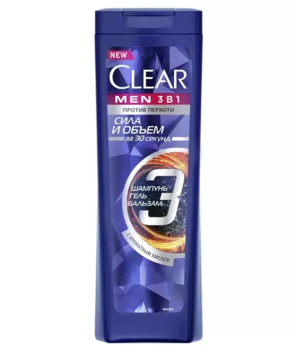 Шампунь для волос Clear Men Derma Expert 3в1 Объем и Сила шампунь-бальзам и гель для душа 400 мл – 1