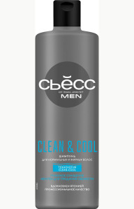 Шампунь для волос СЬĔСС Clean&Cool Глубокое очищение для нормальных и жирных волос для мужчин 450 мл