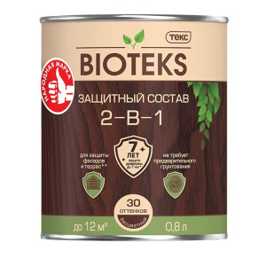 Защитный лессирующий состав Универсал Bioteks 2-в-1 темная рябина 0.8 л