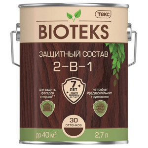 Защитный лессирующий состав Универсал Bioteks 2-в-1 Венге 2.7 л