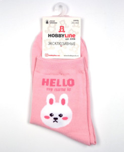Носки Hobby Line женские Hello my name is Зайчик размер 36-40