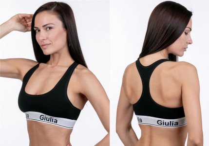 GIULIA COTTON BRA спорт.топ х/б S nero