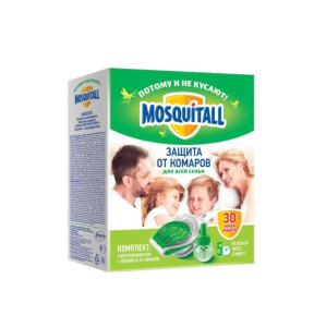 Электрофумигатор Mosquitall Защита для всей семьи и жидкость от комаров 30 ночей 30 мл