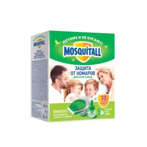Комплект MOSQUITALL Защита д/всей семьи  (электрофумиг+жидк.30 ночей от комаров) – 1