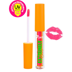 Тинт для губ светящийся 7 Days UV glow Neon тон 202 Instant love Розовый под ультрафиолетом оранжевый 2.5 мл - 1