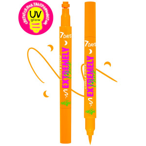 Подводка для глаз 7 Days UV glow Neon тон 703 Orange moon цитрусово-оранжевая штамп светящаяся 2 мл