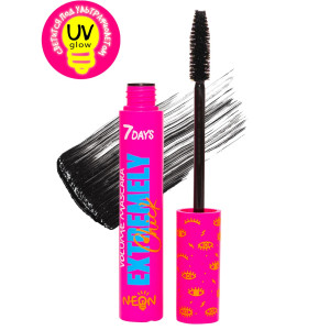 Тушь для ресниц 7 Days UV glow Neon объем 301 Black vendetta светящаяся 10 мл - 1