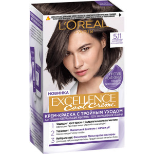 Крем-краска для волос L`Oreal Paris Excellence Cool Crème оттенок 5.11, ультрапепельный, светло-каштановый - 1