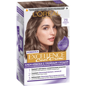 Крем-краска для волос L`Oreal Paris Excellence Cool Crème оттенок 7.11, ультрапепельный, русый - 1