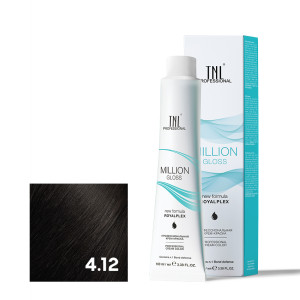 Крем-краска для волос TNL Professional Million Gloss 4.12 Коричневый пепельный перламутровый 100 мл