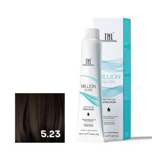 Крем-краска для волос TNL Professional Million Gloss 5.23 Светлый коричневый перламутр золотистый 100 мл