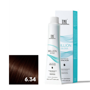 Крем-краска для волос TNL Professional Million Gloss 6.34 Темный блонд золотистый медный 100 мл