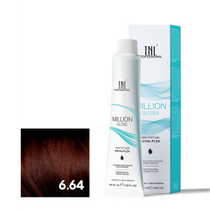 Крем-краска для волос TNL Professional Million Gloss 6.64 Темный блонд красный медный 100 мл